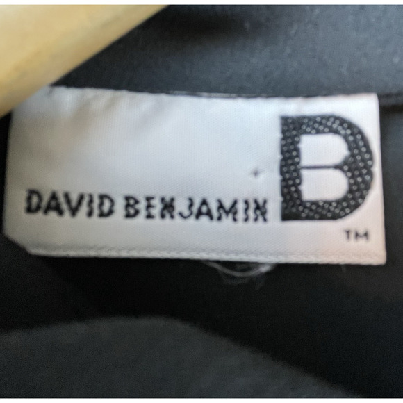 David Benjamin Shirt Womens Large Black Ruffle Button Back Lace Sheer - Picture 3 of 6